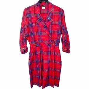Vintage Algo red plaid dress romper